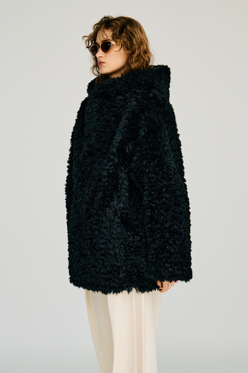 Reversible Hooded Boa Coat - 2026WINTER