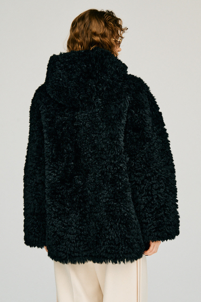 Reversible Hooded Boa Coat - 2026WINTER