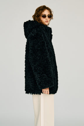 Reversible Hooded Boa Coat - 2026WINTER