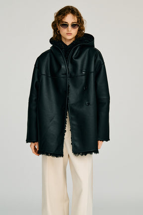 Reversible Hooded Boa Coat - 2026WINTER