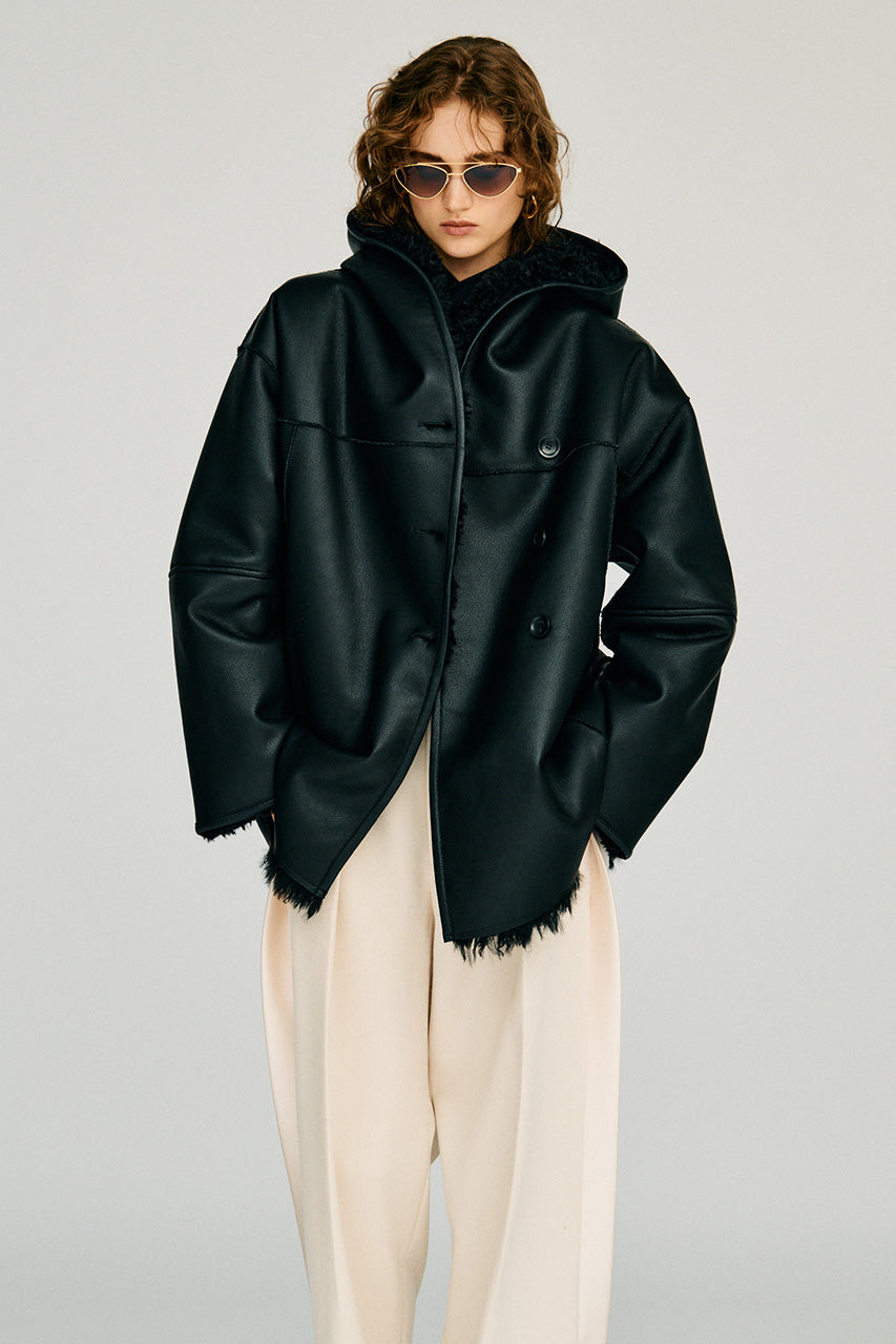 Reversible Hooded Boa Coat - 2026WINTER