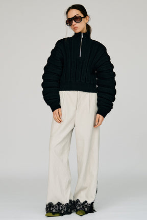 Half-Zip Accordion Knit - 2026WINTER