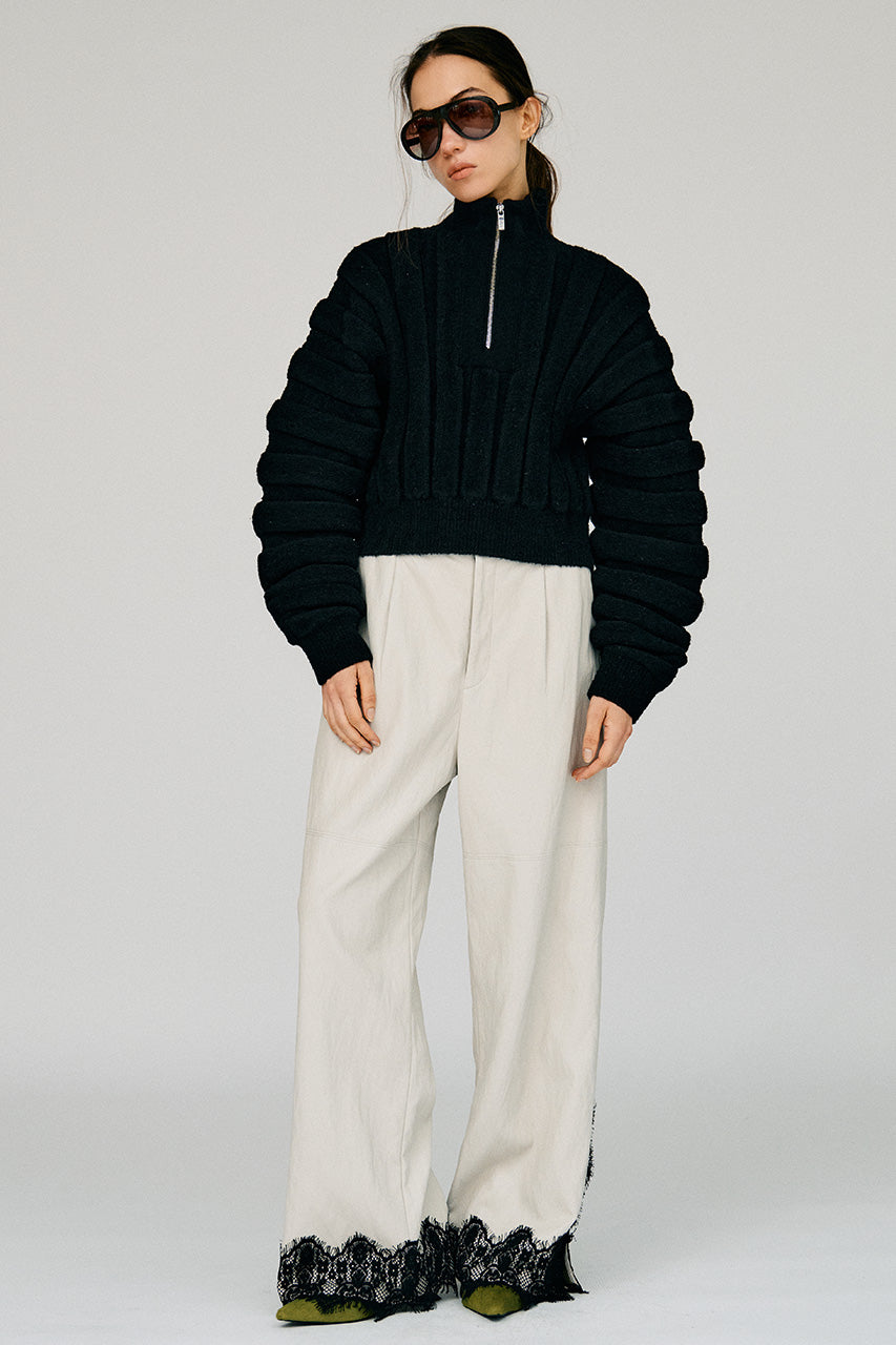Half-Zip Accordion Knit - 2026WINTER