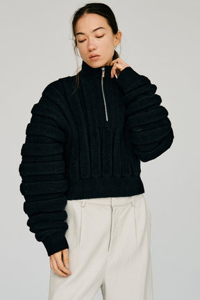 Half-Zip Accordion Knit - 2026WINTER