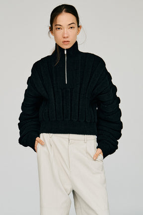 Half-Zip Accordion Knit - 2026WINTER