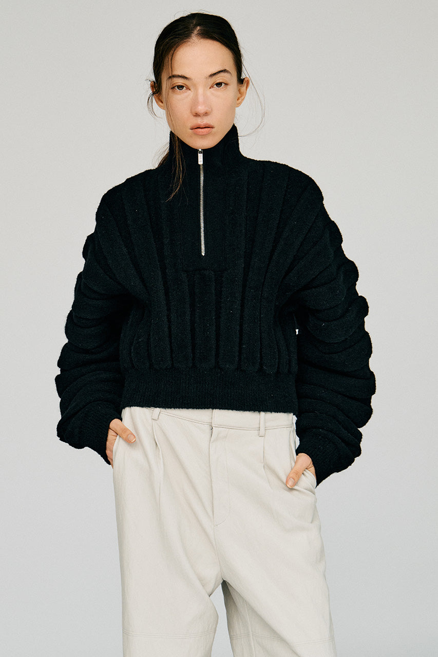 Half-Zip Accordion Knit - 2026WINTER