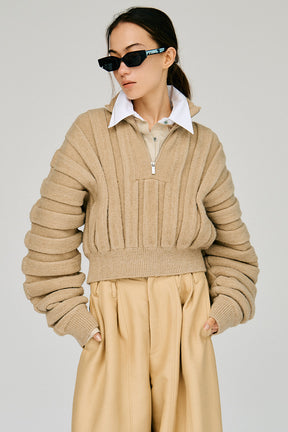 Half-Zip Accordion Knit - 2026WINTER