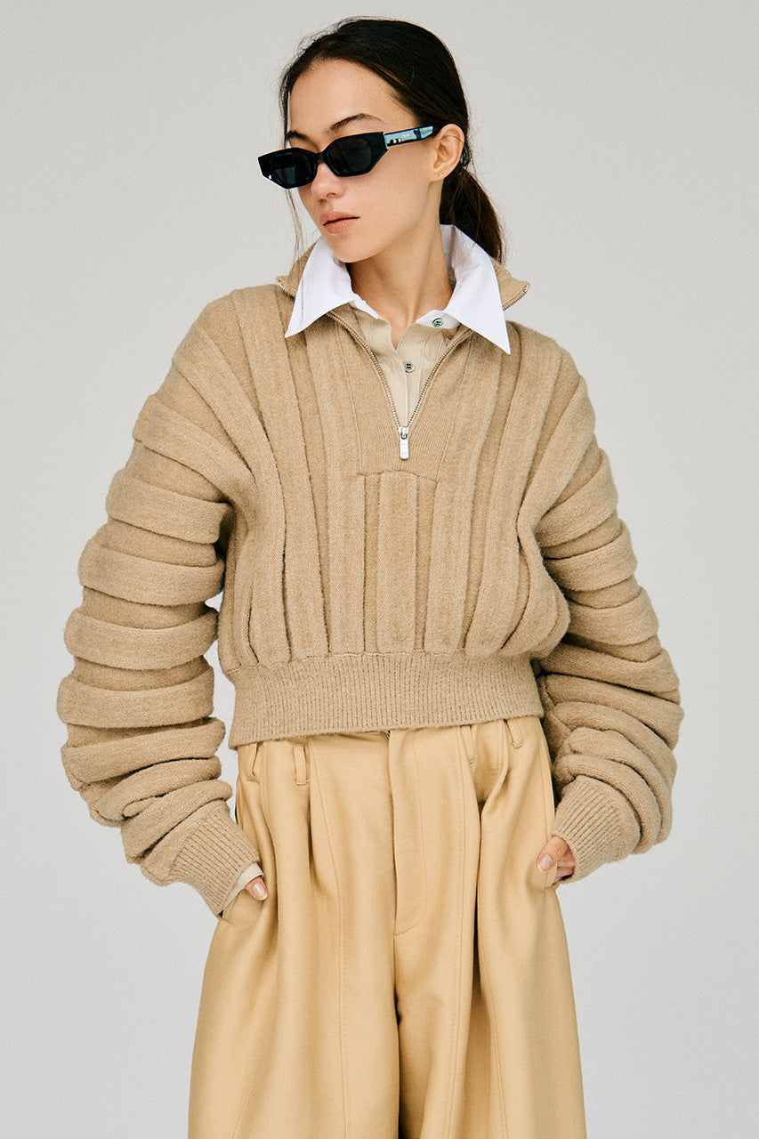 Half-Zip Accordion Knit - 2026WINTER