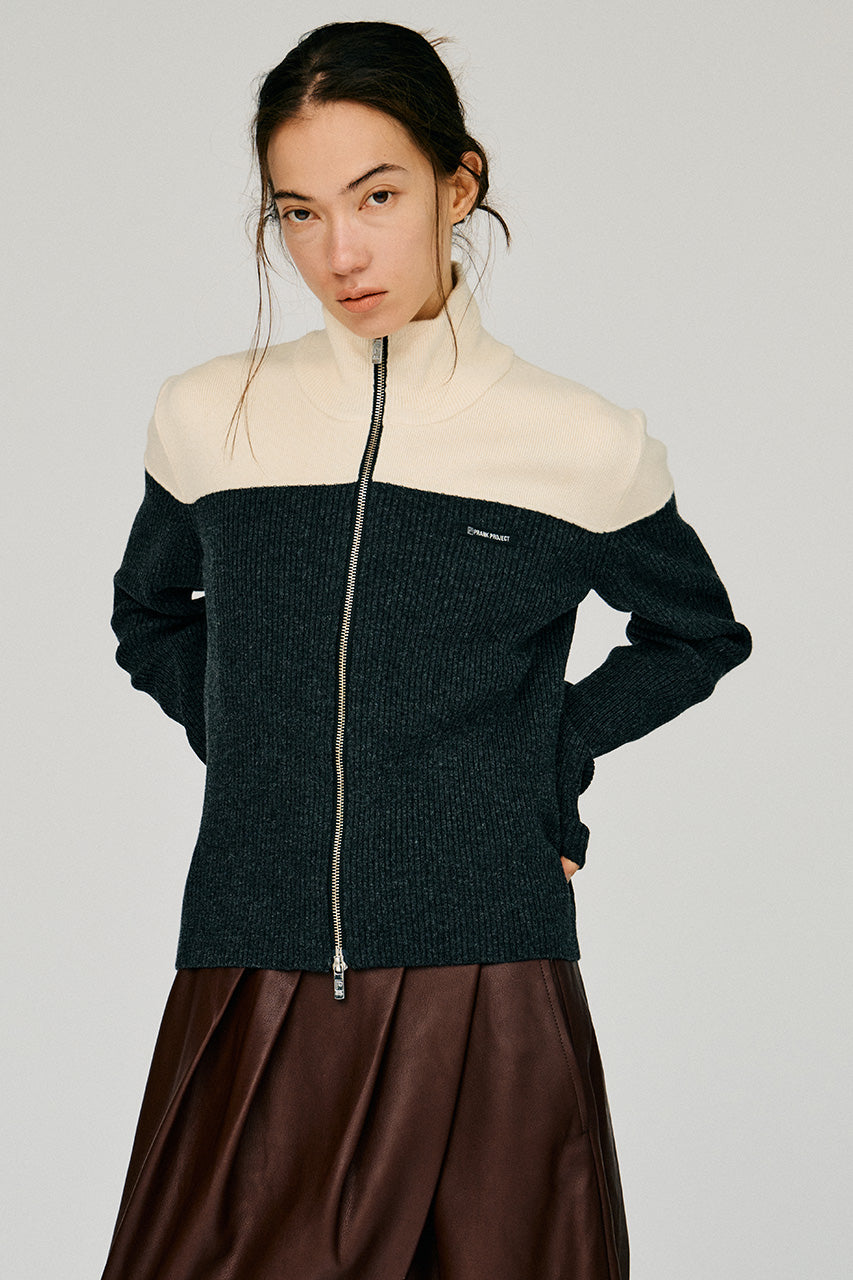 Front Zip Bicolor Knit - 2026WINTER