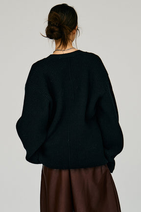 Wide Shoulder Knit Cardigan - 2026WINTER