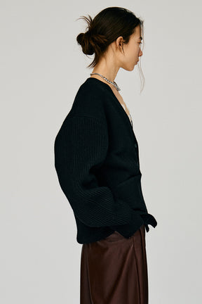 Wide Shoulder Knit Cardigan - 2026WINTER
