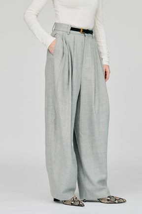 Belted Cocoon Flannel Pants - 2026WINTER