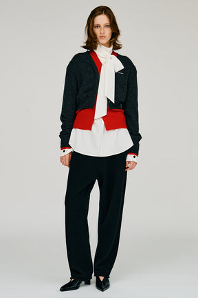 Yak Blend V-Neck Layered Knit Cardigan