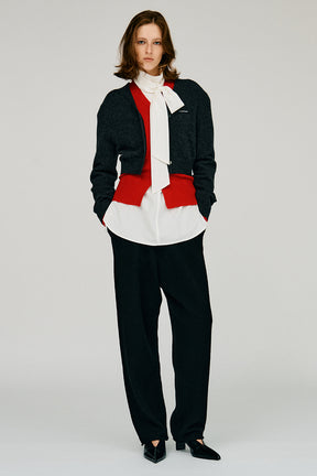 High-Neck Power Shoulder Shirt