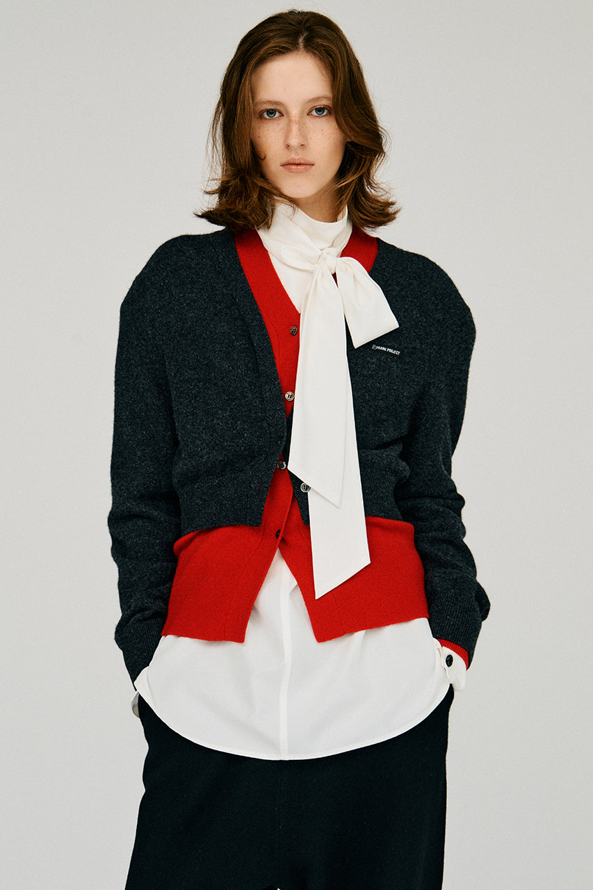 Yak Blend V-Neck Layered Knit Cardigan