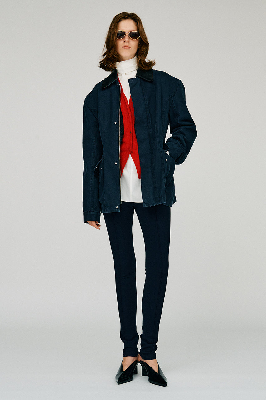 High-Neck Power Shoulder Shirt