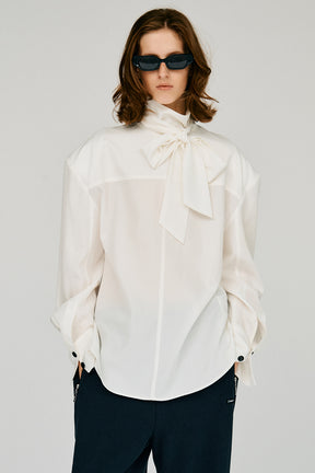 High-Neck Power Shoulder Shirt