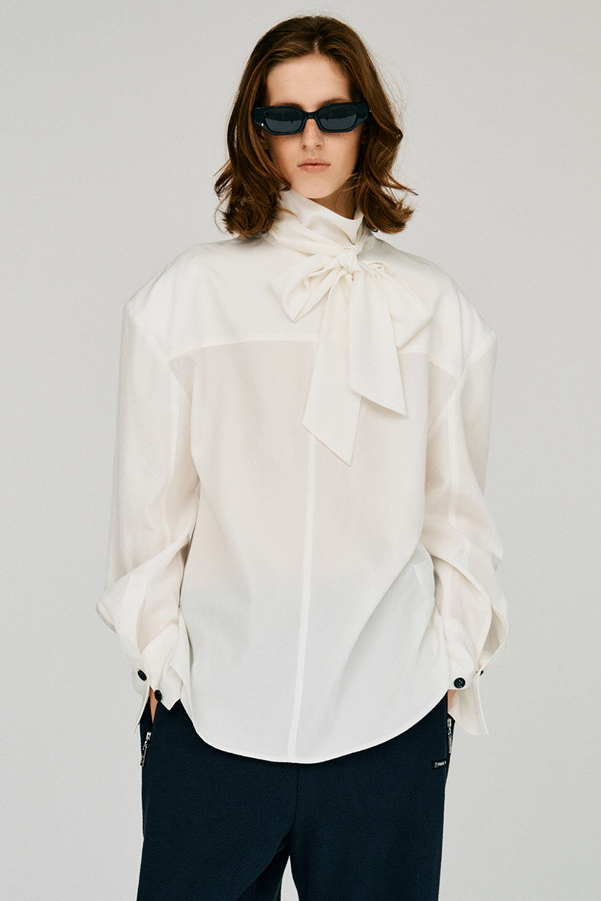 High-Neck Power Shoulder Shirt