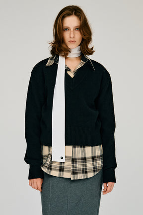 Pure Wool V-Neck Shoulder Knit