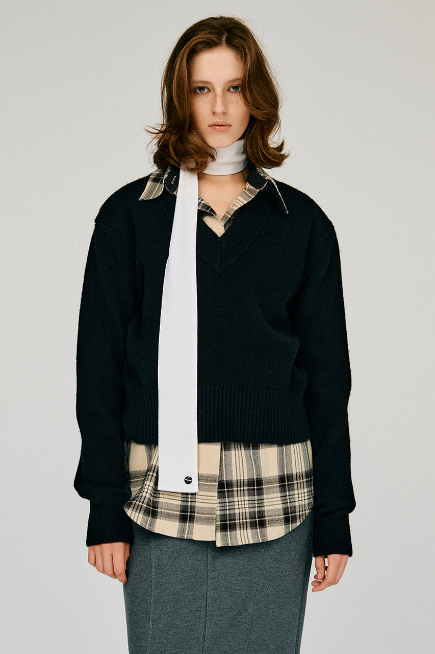 Pure Wool V-Neck Shoulder Knit