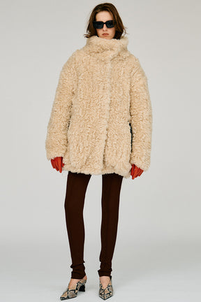Stand Collar Curly Fur Coat - 2026WINTER