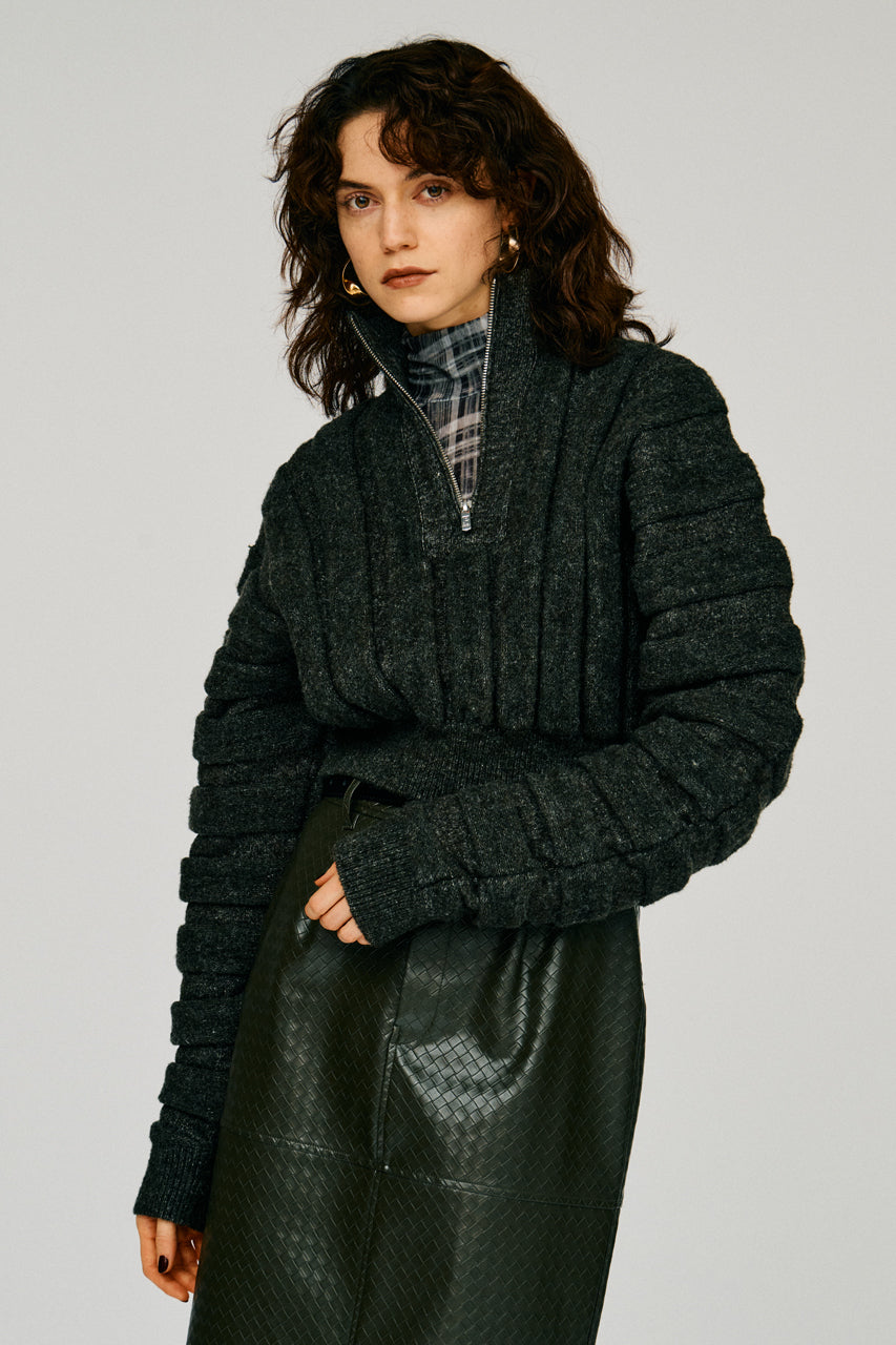 Half-Zip Accordion Knit - 2026WINTER