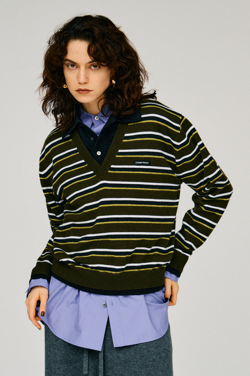 Layered Polo Knit Top - 2026WINTER