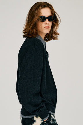 Layered Polo Knit Top - 2026WINTER