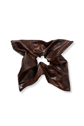 Vintage Faux Leather Square Scrunchie