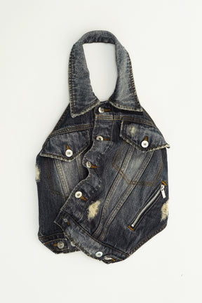 【25 SPRING PRE ORDER】Asymmetric Wrap Denim Vest