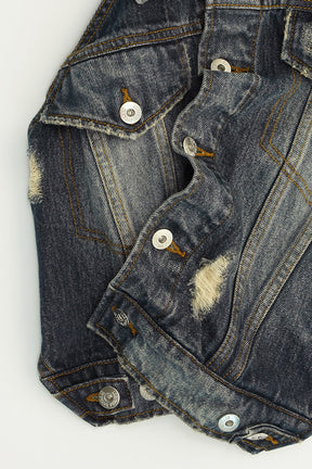 【25 SPRING PRE ORDER】Asymmetric Wrap Denim Vest