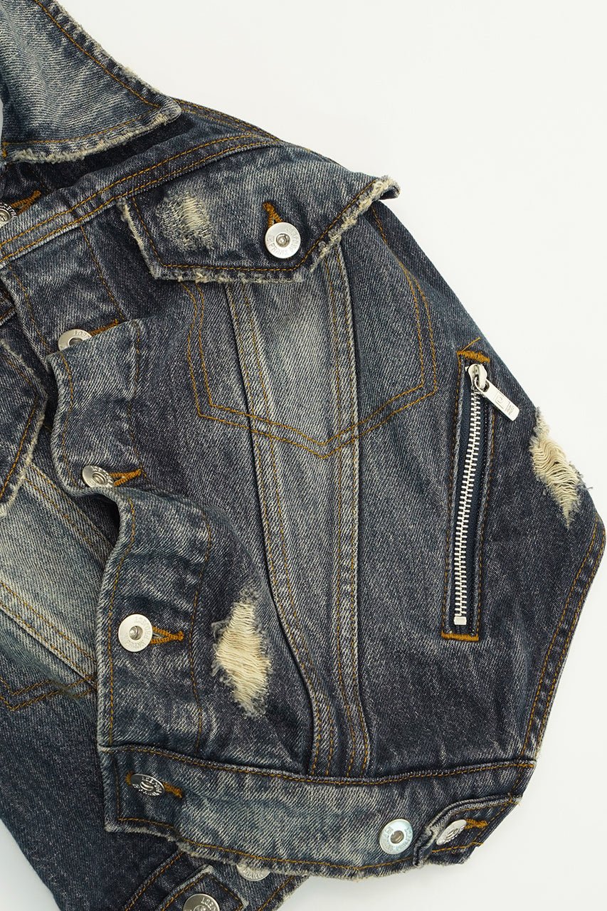 【25 SPRING PRE ORDER】Asymmetric Wrap Denim Vest