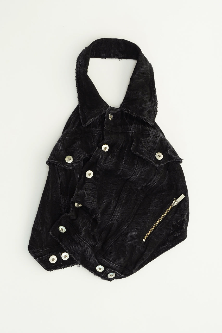 【25 SPRING PRE ORDER】Asymmetric Wrap Denim Vest