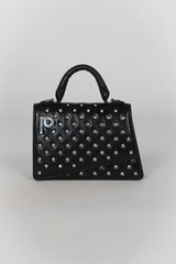 Logo Plate Line Stone Mini Satchel Bag