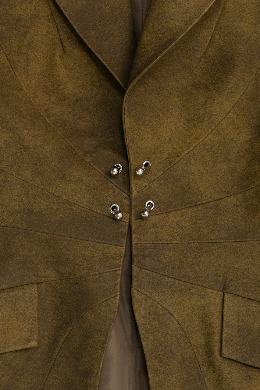 [24Autumn PRE ORDER] PIERCED ECO LEATHER JACKET