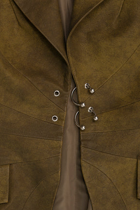 [24Autumn PRE ORDER] PIERCED ECO LEATHER JACKET