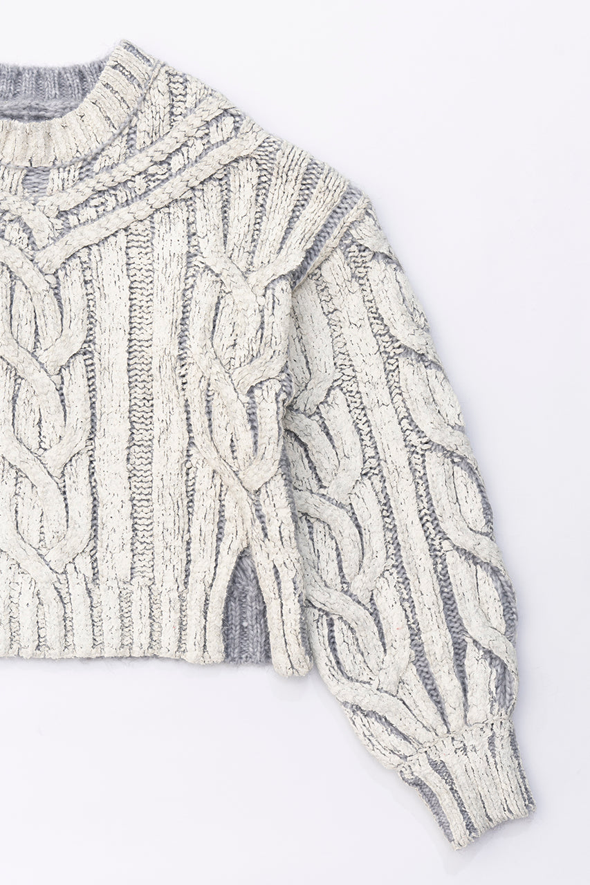 [Weboff Part number] Cable Painted Knit Pullover