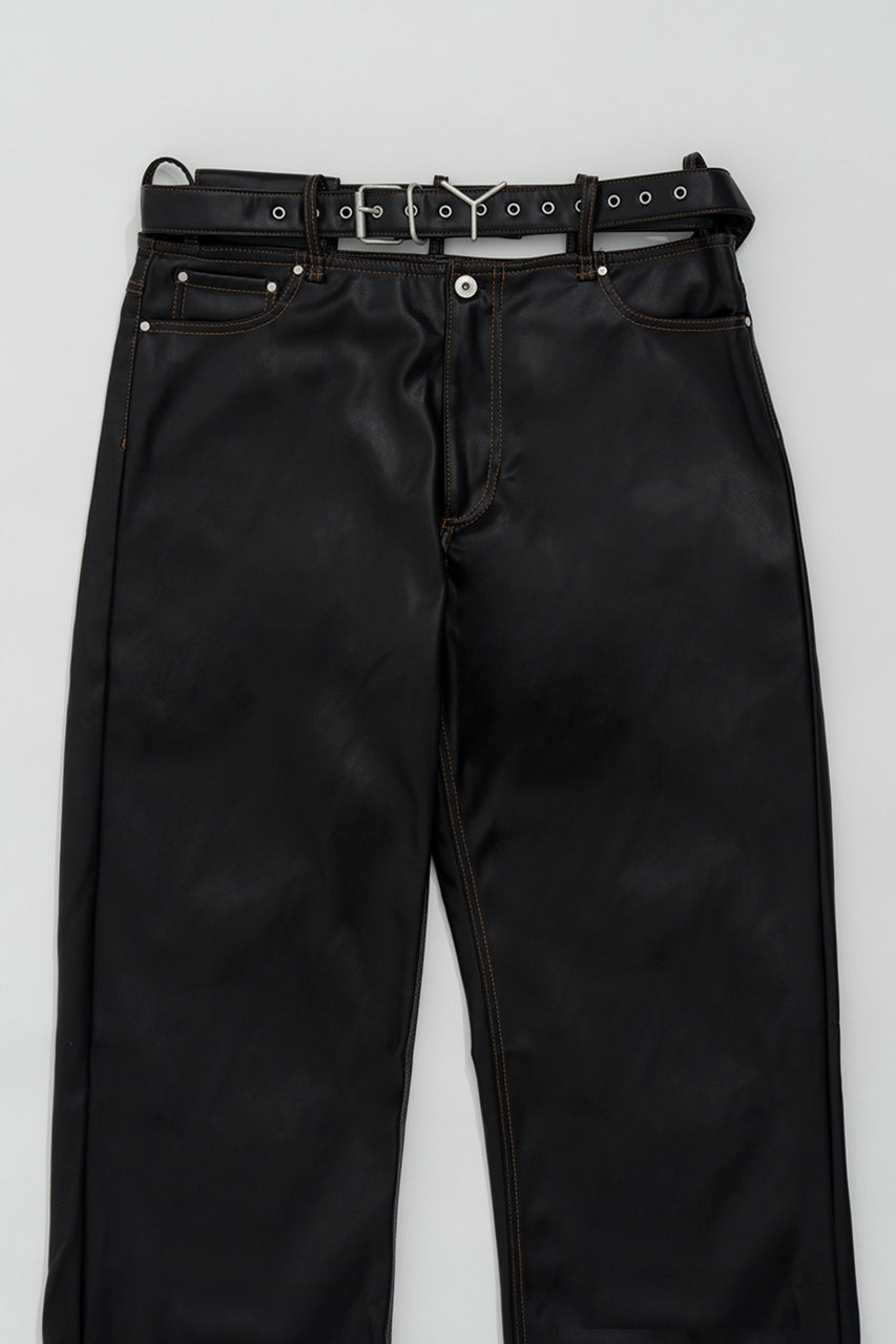 Y Belt Leather Pants