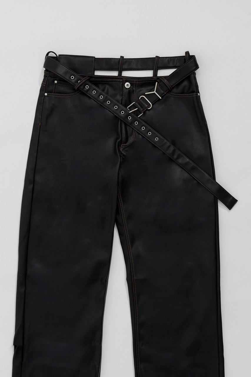 Y Belt Leather Pants