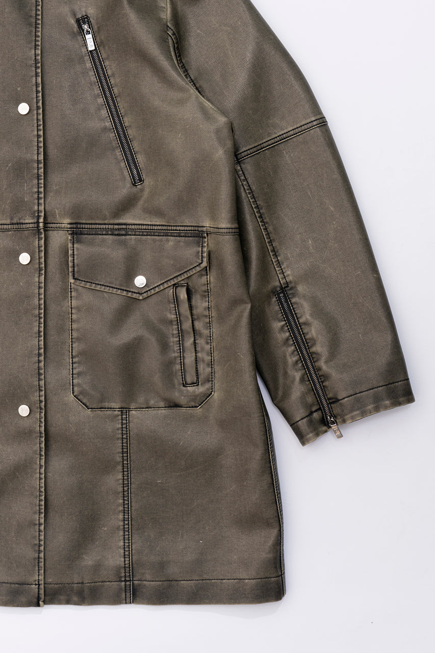 Vegan Leather Vintage Middle Coat