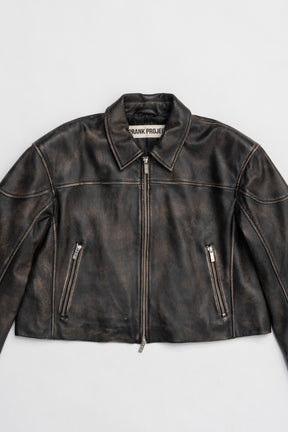 【25 SPRING PRE ORDER】Leather Cropped Moto Jacket