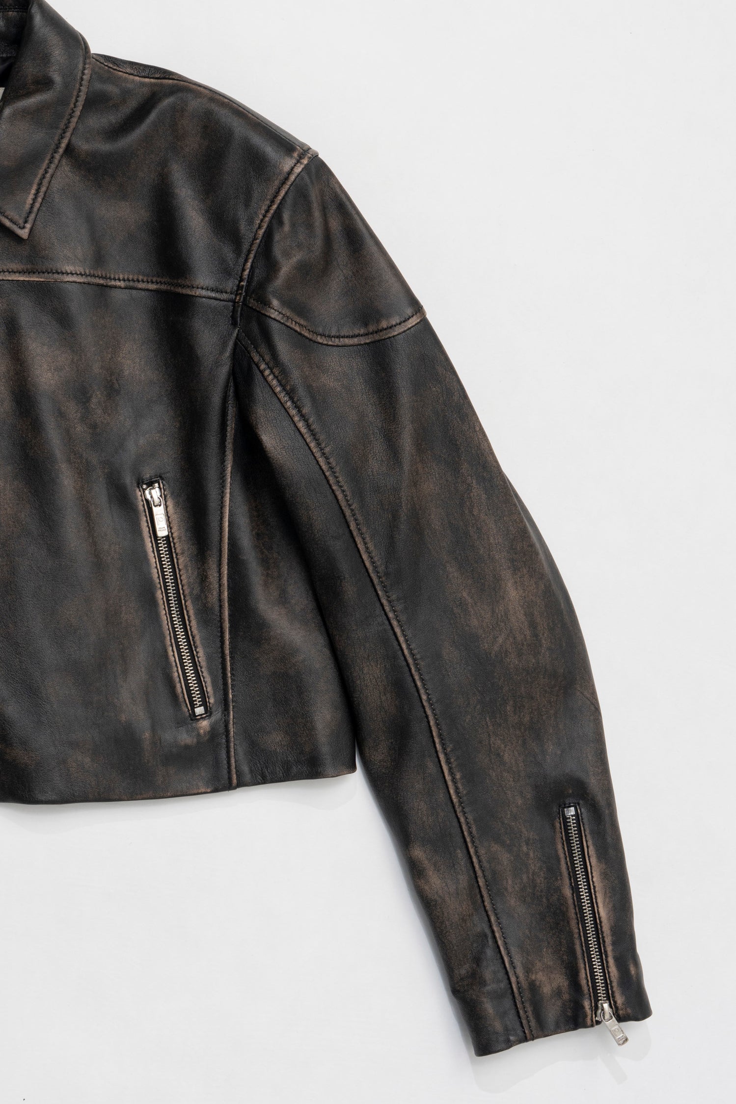 Leather Cropped Moto Jacket