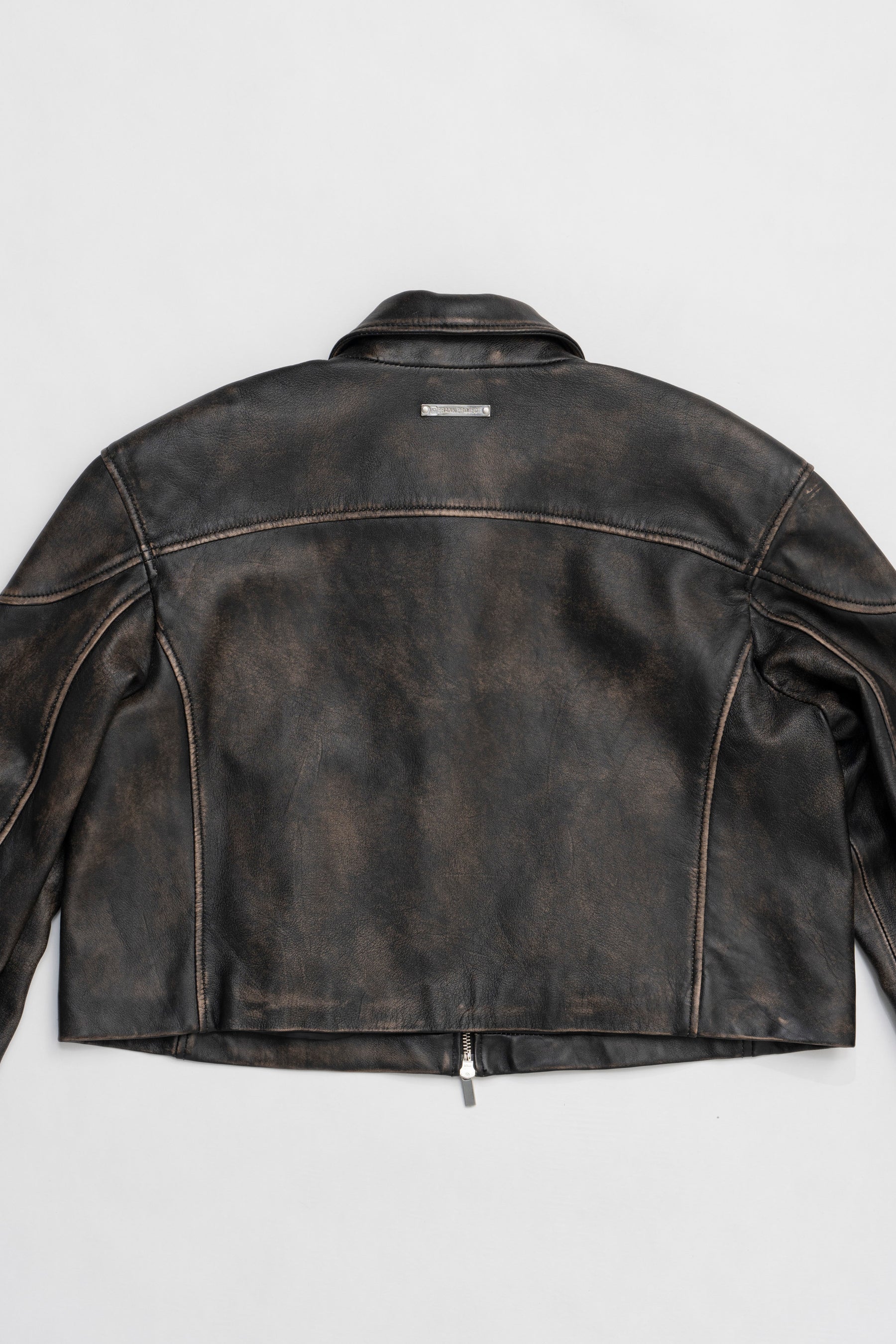 【25 SPRING PRE ORDER】Leather Cropped Moto Jacket