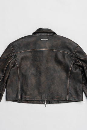 【25 SPRING PRE ORDER】Leather Cropped Moto Jacket