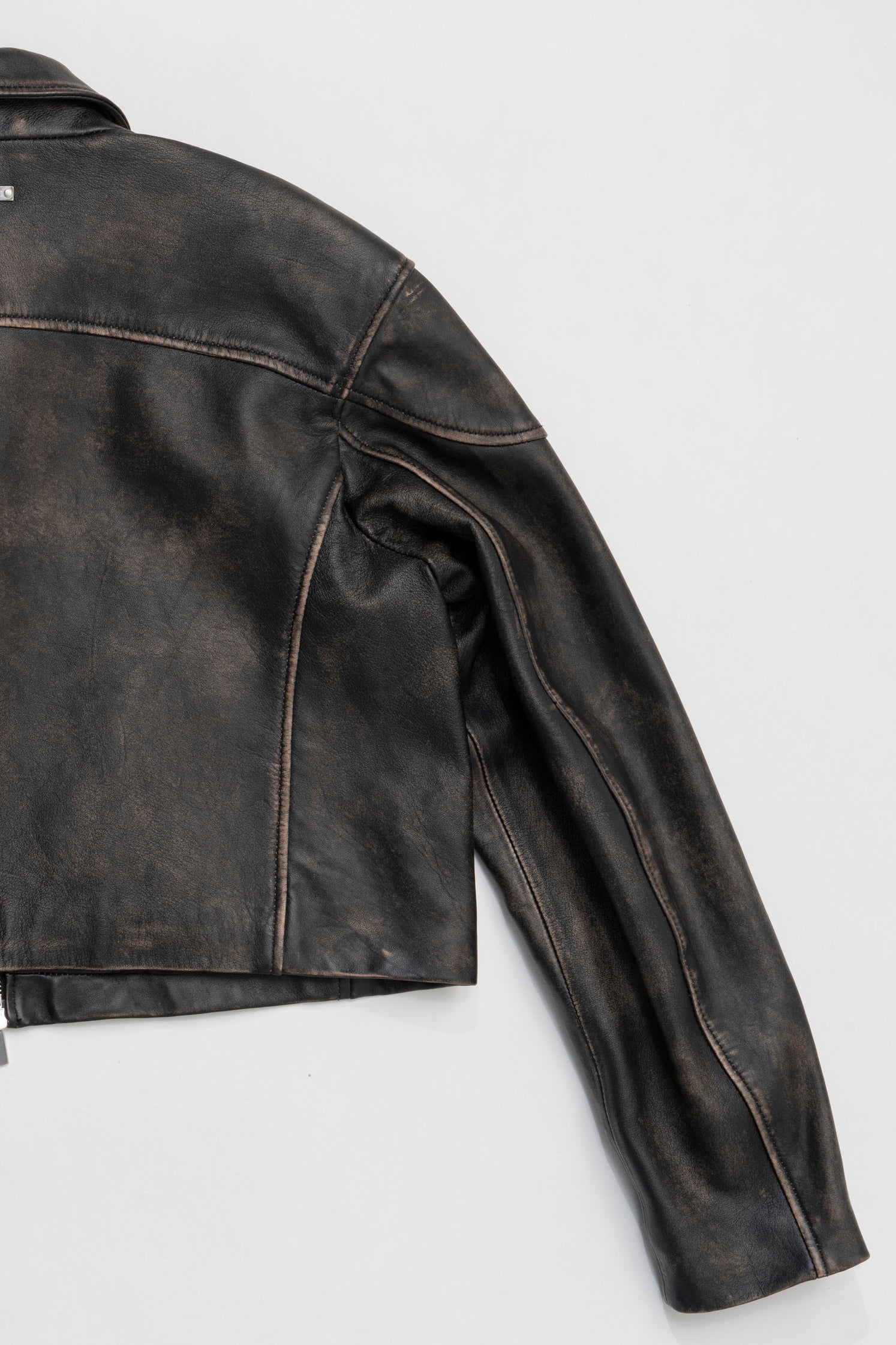 【25 SPRING PRE ORDER】Leather Cropped Moto Jacket