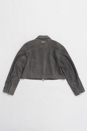 【25 SPRING PRE ORDER】Suede Cropped Moto Jacket