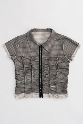 [24SUMMER PRE ORDER] Reversible Sheer Layered Check Shirt