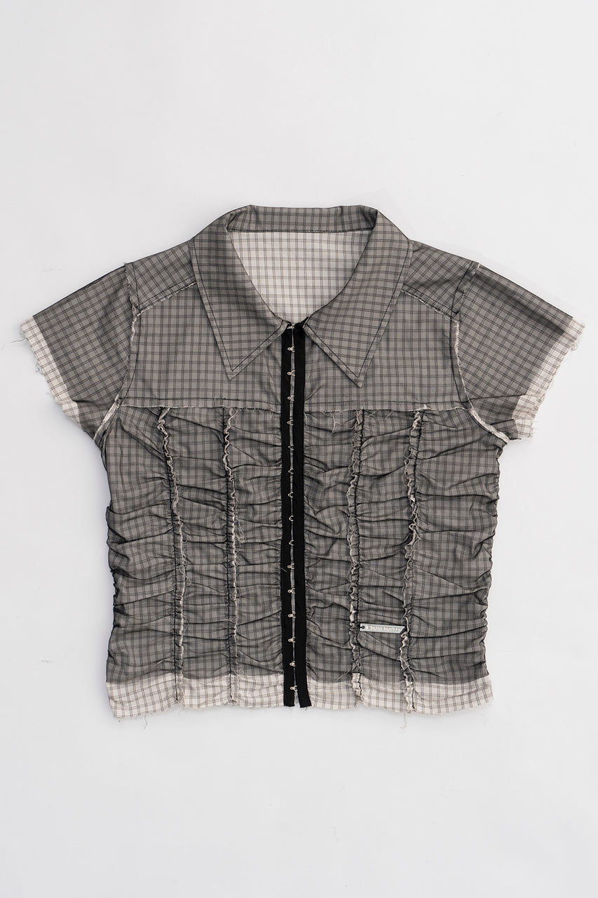 【24SUMMER PRE ORDER】Reversible Sheer Layered Check Shirt