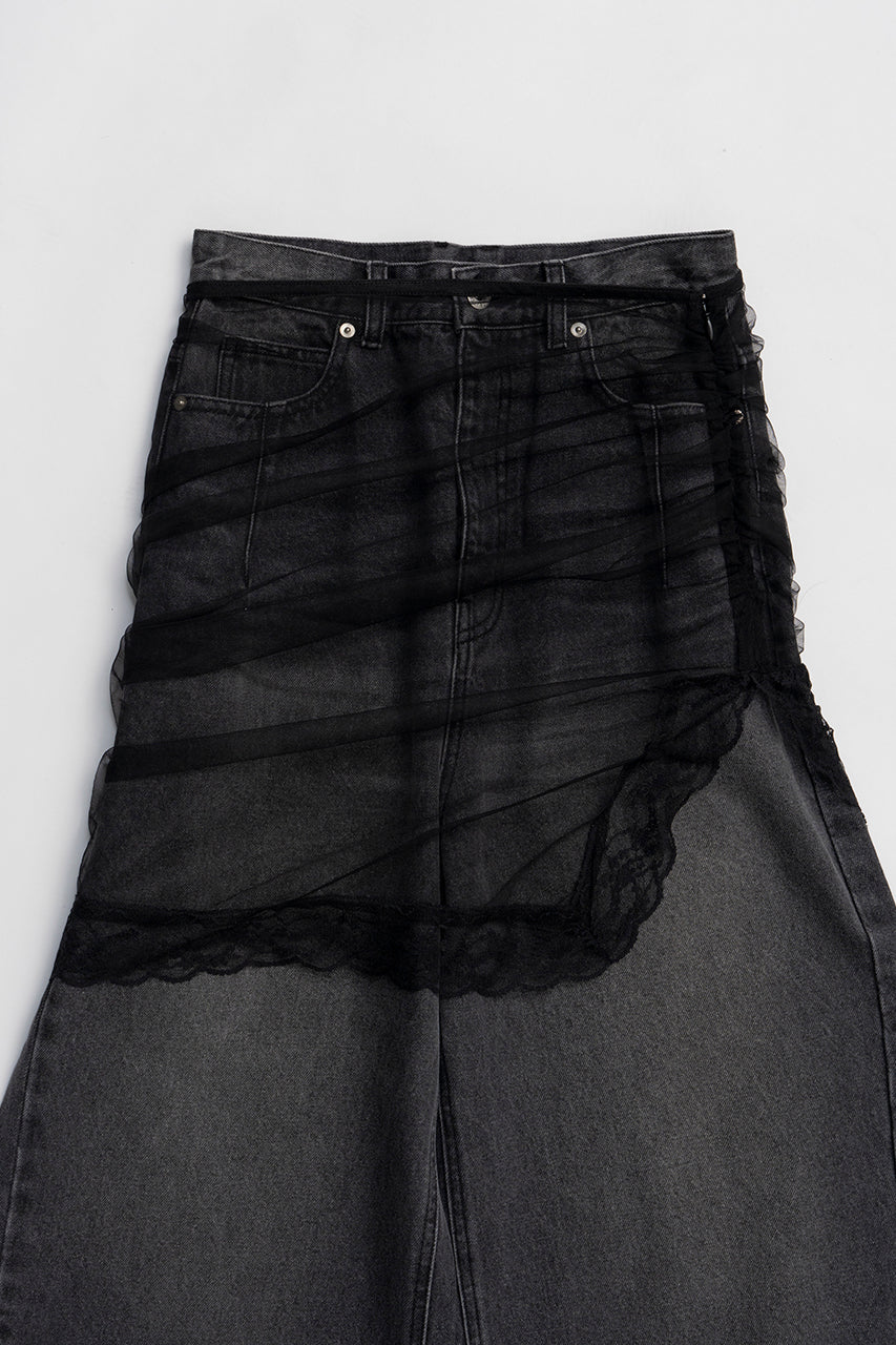 Tulle Skirt Layered Denim - 2026 SPRING