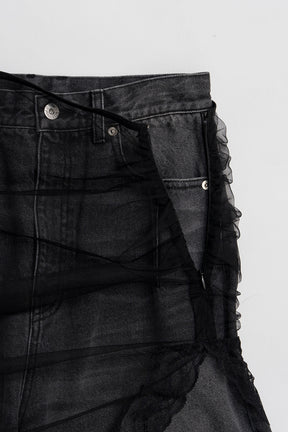 Tulle Skirt Layered Denim - 2026 SPRING